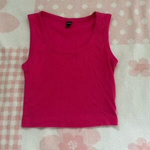 Hot Pink Square Scoop Neck Crop Top Size XXS